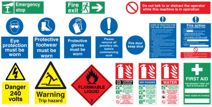 safety signs in a workshop